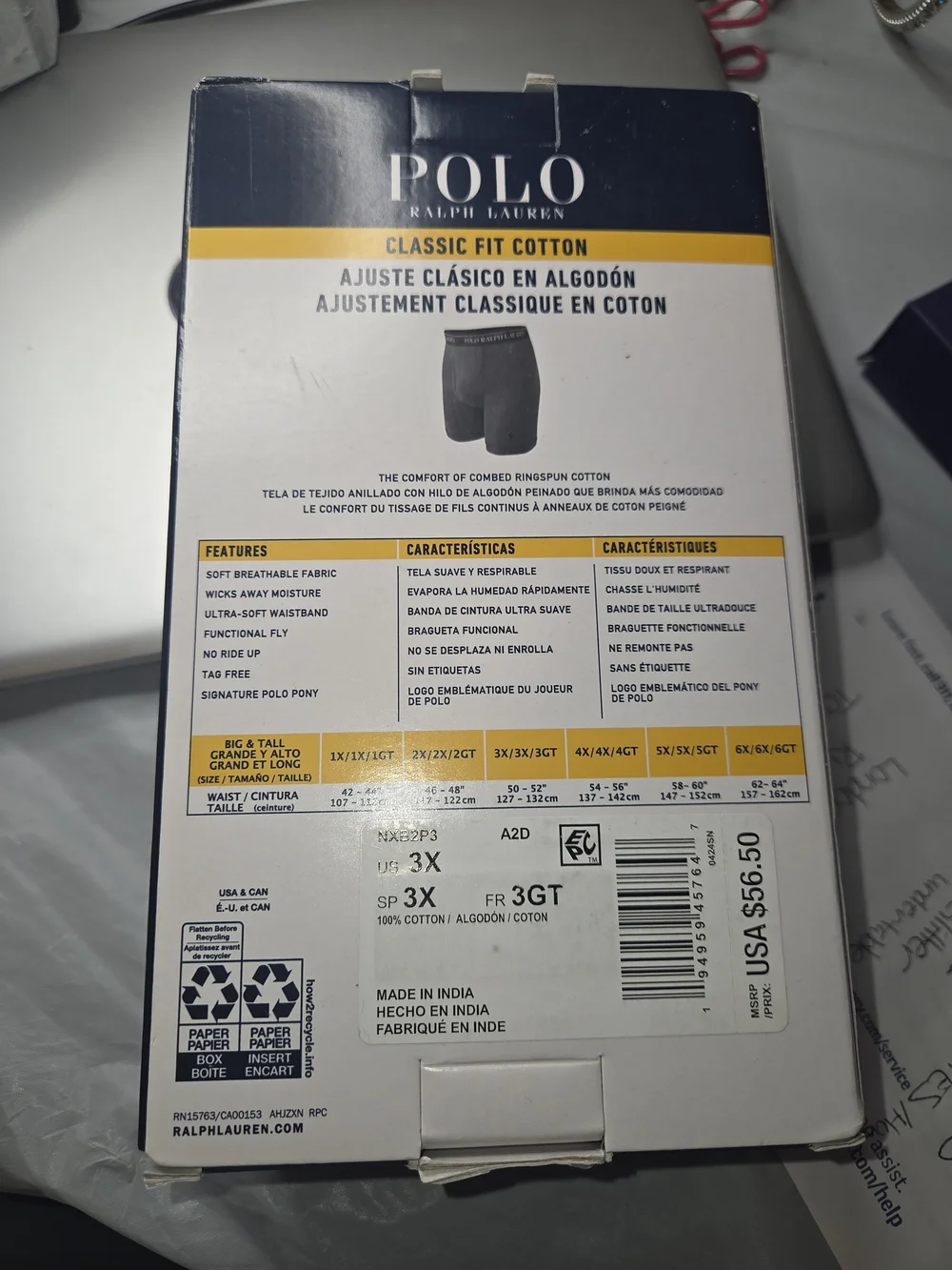 Polo by Ralph Lauren Navy and Gray Cotton Boxer Briefs (3-Pack)